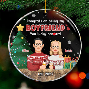 Lucky To Have You This Christmas - Couple Personalized Custom Ornament - Acrylic Round Shaped - Christmas Gift For Husband Wife, Anniversary