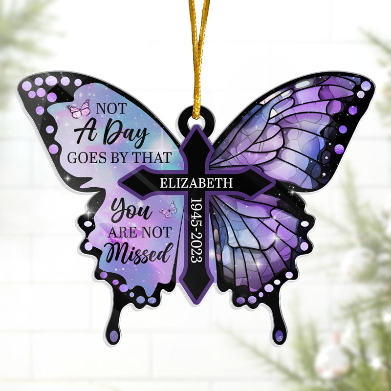 Pour toujours dans nos cœurs - Ornement commémoratif personnalisé en acrylique en forme de papillon - Cadeau de Noël, cadeau de condoléances pour les membres de la famille