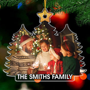 Photo personnalisée Famille Toujours et pour toujours - Ornement personnalisé familial - Forme personnalisée en acrylique - Cadeau de Noël pour les membres de la famille