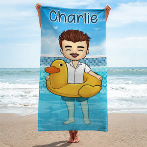 Let's Make A Plash At The Pool Party - Bestie Personalized Custom Beach Towel - Gift For Best Friends, BFF, Sisters