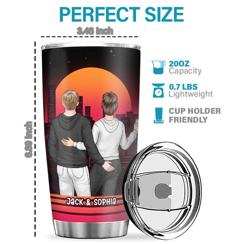 Tout ça parce que deux personnes ont glissé vers la droite - Verre personnalisé pour couple - Cadeau pour mari et femme, anniversaire