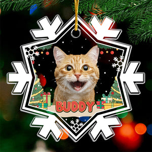 Photo personnalisée « Je suis le gentil chat » - Ornement personnalisé pour chien et chat - Forme personnalisée en acrylique - Cadeau de Noël pour les propriétaires et les amoureux des animaux