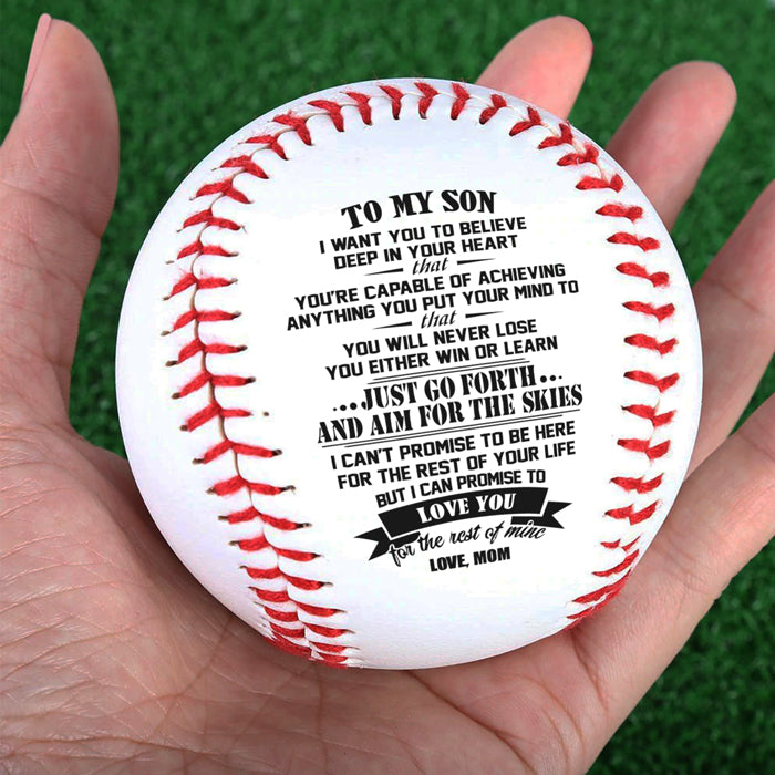 Je veux que tu croies au plus profond de ton cœur - Baseball familial - Cadeau pour fils de la part de maman 