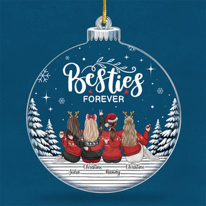 Soyons élégants ou mourons - Ornement personnalisé Bestie - En forme de boule de neige en acrylique - Cadeau de Noël pour meilleures amies, meilleures amies, sœurs