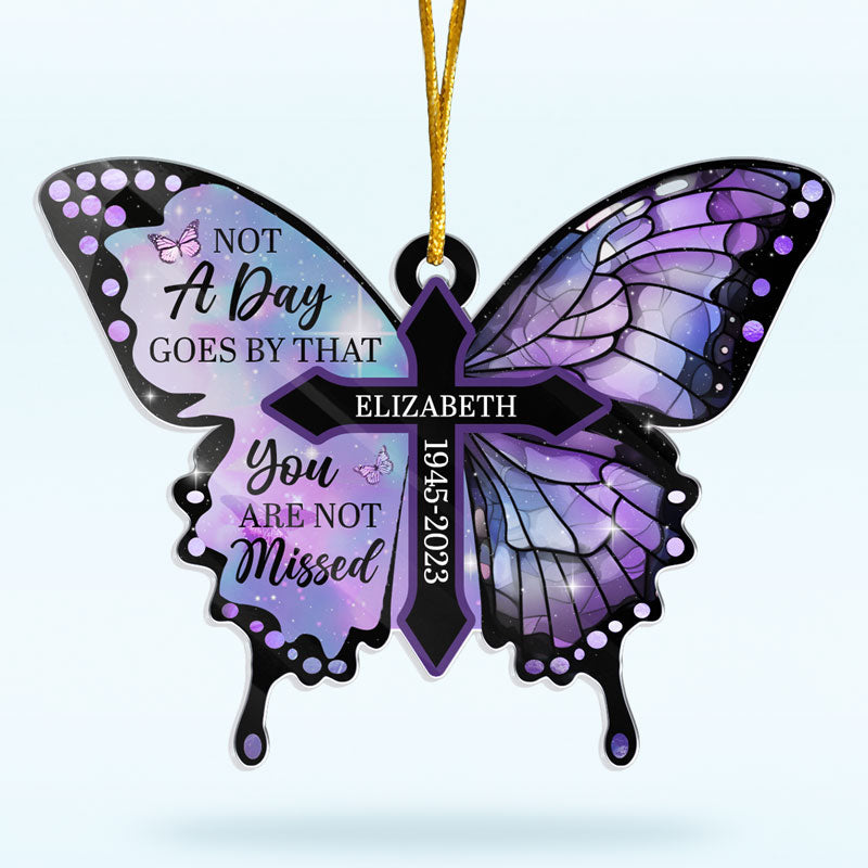 Pour toujours dans nos cœurs - Ornement commémoratif personnalisé en acrylique en forme de papillon - Cadeau de Noël, cadeau de condoléances pour les membres de la famille