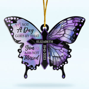 Pour toujours dans nos cœurs - Ornement commémoratif personnalisé en acrylique en forme de papillon - Cadeau de Noël, cadeau de condoléances pour les membres de la famille