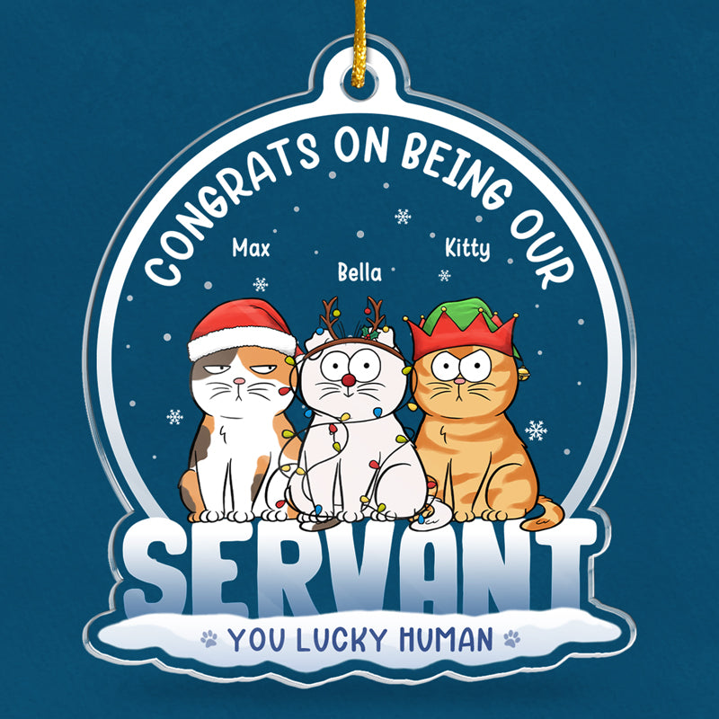 You Lucky Human - Ornement personnalisé pour chien et chat - Forme personnalisée en acrylique - Cadeau de Noël pour propriétaires et amoureux des animaux