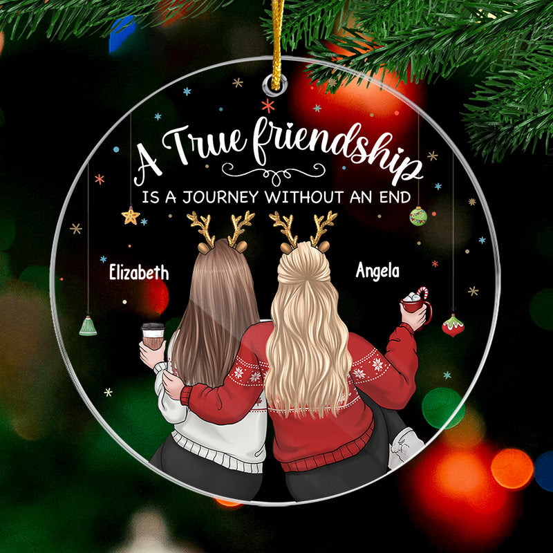 Une véritable amitié - Décoration personnalisée pour meilleure amie - Forme ronde en acrylique - Cadeau de Noël pour meilleures amies, meilleures amies, sœurs