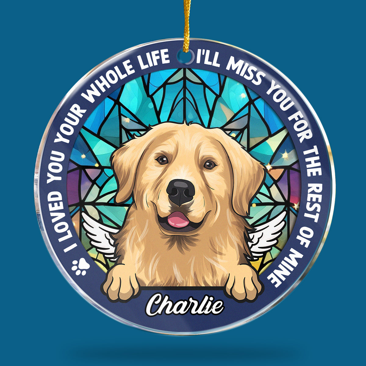Tu me manques pour le reste de ma vie - Ornement commémoratif personnalisé - Forme ronde en acrylique - Cadeau de Noël, cadeau de condoléances pour les propriétaires d'animaux de compagnie et les amoureux des animaux