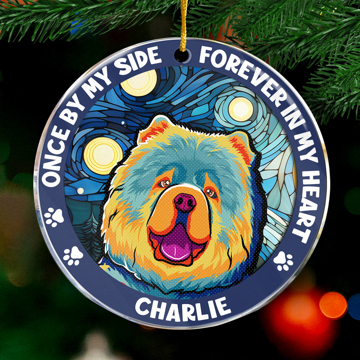 Mon préféré Bonjour - Ornement commémoratif personnalisé - Forme ronde en acrylique - Cadeau de Noël, cadeau de condoléances pour les propriétaires d'animaux et les amoureux des animaux